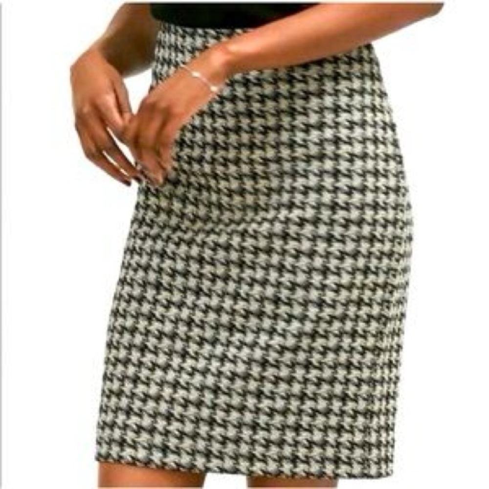 MM Lafleur Noho Pencil Skirt Houndstooth Black & White, Fully Lined, Size 10